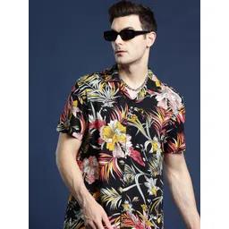 Hancock Men Black & Yellow Regular Fit Printed Casual Shirt-picture-35