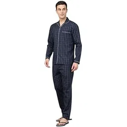 hancock Men Checked Navy Blue Night Suit-picture-10