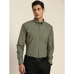 Hancock Men Green Slim Fit Opaque Formal Shirt-picture-27
