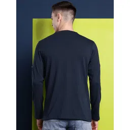 Hancock Men Henley Neck Roll-Up Sleeves Pure Cotton T-shirt image 4