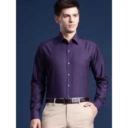 Hancock Men Self Design French Cuff Pure Cotton Slim Fit Formal Shirt-picture-39