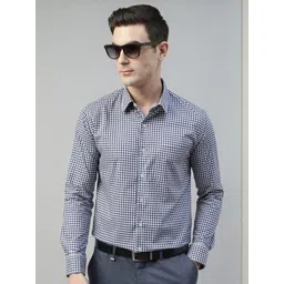 Hancock Men Slim Fit Gingham Checked Formal Shirt-picture-16