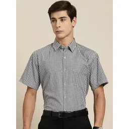 Hancock Men Slim Fit Gingham Checks Opaque Formal Shirt-picture-22