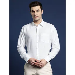 Hancock Men Slim Fit Pure Linen Formal Shirt-picture-30