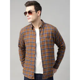 hancock Men Standard Slim Fit Flannel Tartan Checks Opaque Pure Cotton Casual Shirt-picture-28