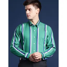 Hancock Men Striped Carbon Finish Pure Cotton Slim Fit Formal Shirt-picture-24