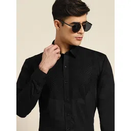 Hancock Men Tuxedo Quilted Satin Pure Cotton Slim Fit Formal Shirt-picture-35