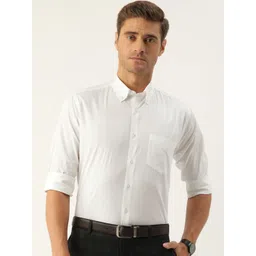 Hancock Men White Slim Fit Solid Casual Shirt-picture-29