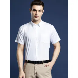 Hancock Men White Slim Fit Solid Formal Shirt-picture-26