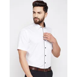 Hancock Men White Slim Fit Solid Formal Shirt image 4