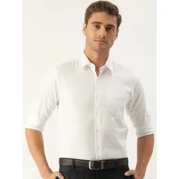 Hancock Men White Slim Fit Solid Pure Cotton Formal Shirt-picture-16