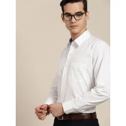 Hancock Men White Solid Slim Fit Pure Cotton Formal Shirt-picture-32