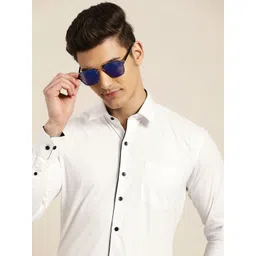 Hancock Men White Solid Slim Fit Pure Cotton Tuxedo Shirts-picture-17