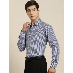 Hancock Navy Slim Fit Checks Shirt-picture-48