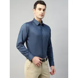 Hancock Navy Slim Fit Solid Shirt-picture-12