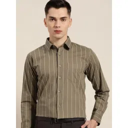 Hancock Olive Cotton Slim Fit Striped Shirt-picture-31
