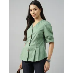 Hancock Olive Cotton Solid Formal Shirt-picture-43