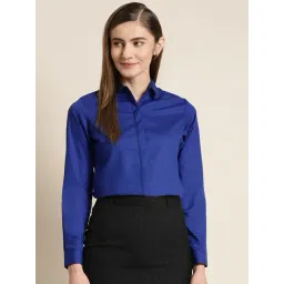 Hancock Royal Blue Cotton Slim Fit Shirt-picture-44