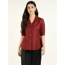 Hancock Rust Cotton Regular Fit Self Pattern Shirt-picture-48