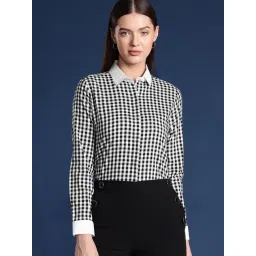 Hancock White & Black Gingham Checked Pure Cotton Formal Shirt-picture-15