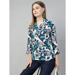 Hancock White & Navy Blue Blended Printed Shirt-picture-31