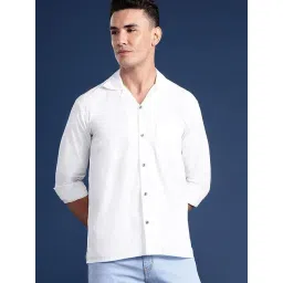 Hancock White Cotton Relaxed Fit Solid Shirts-picture-20