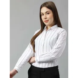 Hancock White Cotton Slim Fit Striped Shirt-picture-31