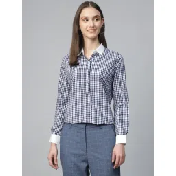 Hancock White-Navy Cotton Checks Shirt-picture-10