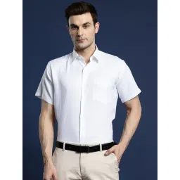 Hancock White Slim Fit Solid Shirts-picture-37