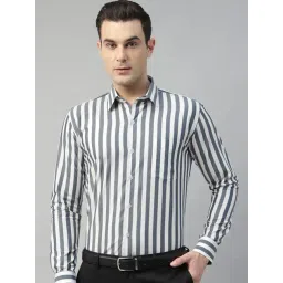 Hancock White Slim Fit Striped Shirt-picture-11