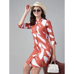 Hancock Women Abstract Printed Slit Sleeve Shirt Mini Dress-picture-30