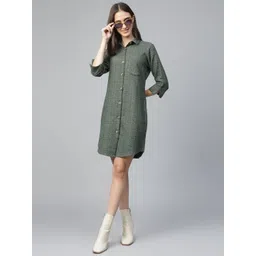 Hancock Women Textured Pure Cotton Formal Shirt Dress-picture-29
