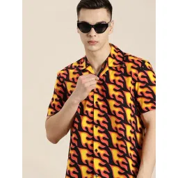 Hancock Yellow Regular Fit Abstract Shirts-picture-35