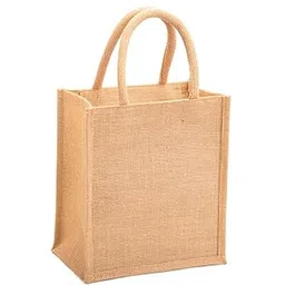 h&b Jute Lunch Bag for Men, Women, Girls - Travel Handbag With Zip Bottle Holder - Solid Colors-picture-12