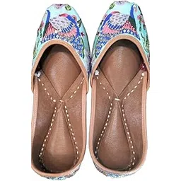 Handcrafted Embroidered Leather Jutti, Multicolour, Slip-On Design-picture-38