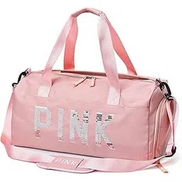 handcuffs 16 Cms Duffle Bag with Shoe Compartment Polyester Gym Bags for Men & Women | Travel | Sports | Duffels | Adjustable | Shoulder Bag | Weekend | Fitness | Handbag (Pink Peach)-picture-28