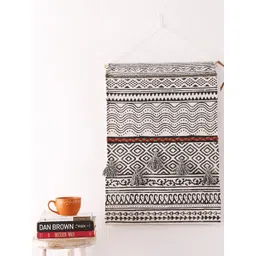 HANDICRAFT PALACE Black & White Bohemian Hand Block Printed Macrame Wall Hanging-picture-42
