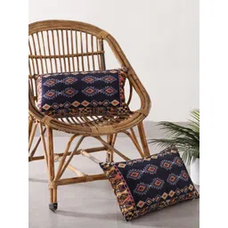 HANDICRAFT PALACE Black & Yellow Set of 2 Geometric Velvet Rectangle Cushion Covers-picture-35