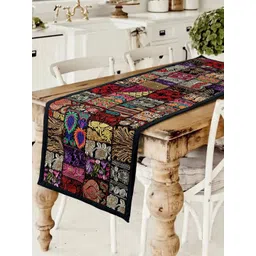 HANDICRAFT PALACE Black Cotton Khambadiya Patchwork Table Runner-picture-13