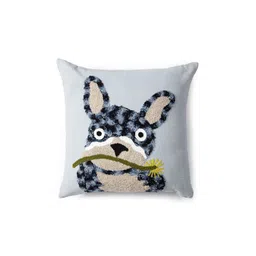 HANDICRAFT PALACE Blue & White Embroidered Square Cotton Cushion Cover image 2