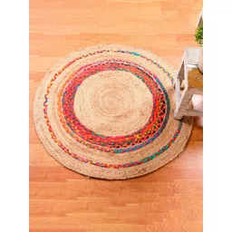 HANDICRAFT PALACE Brown & Red Braided Circular Jute Cotton Carpet-picture-29