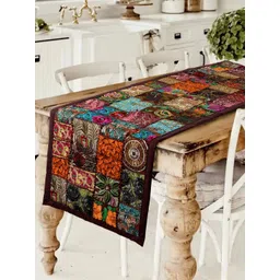HANDICRAFT PALACE Brown Khambadiya Patchwork Table Runner-picture-30
