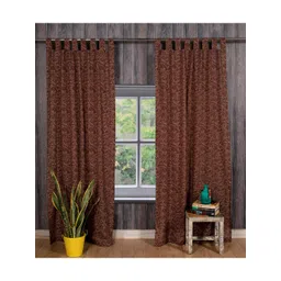 HANDICRAFT PALACE Brown Set of 2 Floral Sheer Door Curtain-picture-29