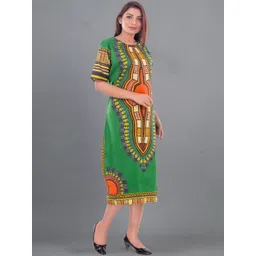 HANDICRAFT PALACE Ethnic Motifs Print Cotton A-Line Midi Dress-picture-32