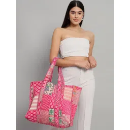 HANDICRAFT PALACE Floral Printed Structured Tote Bag-picture-16