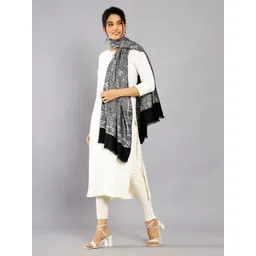 HANDICRAFT PALACE Floral Woven Design Wool Shawl image 3