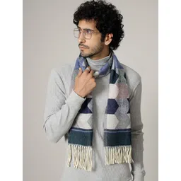 HANDICRAFT PALACE Men Green & Purple Geometric Printed Woolen Muffler-picture-15