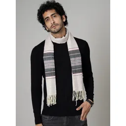 HANDICRAFT PALACE Men Grey Purple Striped Woven Design  Muffler-picture-17
