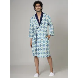 HANDICRAFT PALACE Men Printed Cotton Bath Robe-picture-39