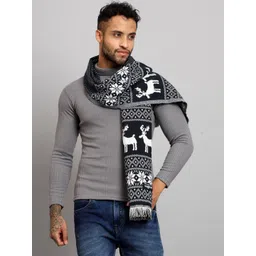 HANDICRAFT PALACE Men Self Design Reversible Woollen Muffler-picture-27